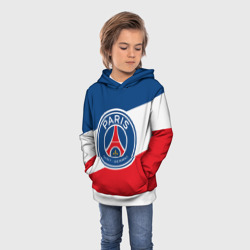 Толстовка с принтом Paris Saint-Germain FC для ребенка, вид на модели спереди №2. Цвет основы: белый