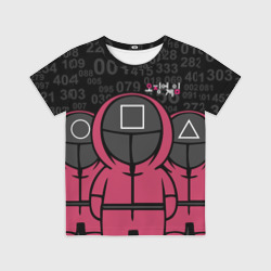 Детская футболка 3D Игра в кальмара squid game фигурки стражей игроки