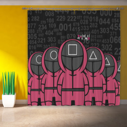 Фотошторы Игра в кальмара squid game фигурки стражей игроки - фото 2