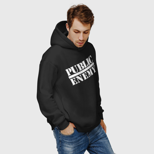 Мужское худи Oversize хлопок Public Enemy logo, цвет черный - фото 7