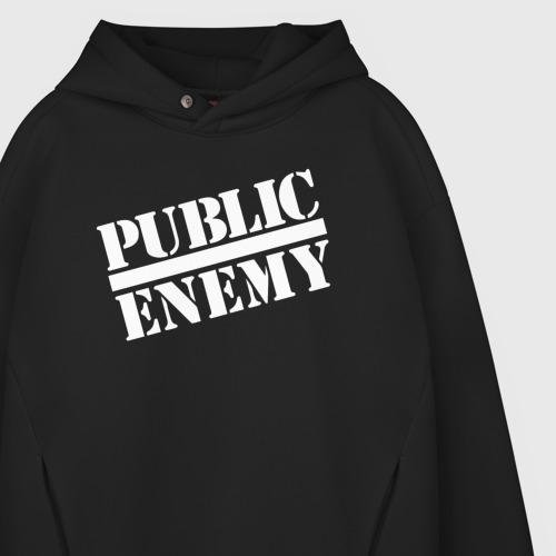 Мужское худи Oversize хлопок Public Enemy logo, цвет черный - фото 4