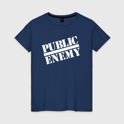 Женская футболка хлопок Public Enemy logo