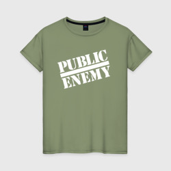 Женская футболка хлопок Public Enemy logo