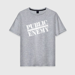 Женская футболка хлопок Oversize Public Enemy logo