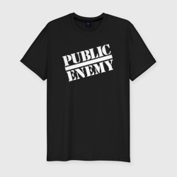 Мужская футболка хлопок Slim Public Enemy logo