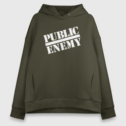 Женское худи Oversize хлопок Public Enemy logo