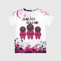 Детская футболка 3D Игра в кальмара, стражи брызги красок