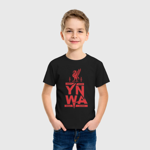 Детская футболка хлопок You'll Never Walk Alone YNWA, цвет черный - фото 3