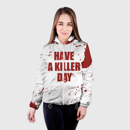 Женская куртка 3D blood have a killer day Dexter, цвет белый - фото 3