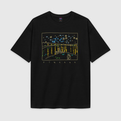 Женская футболка Oversize хлопок texturе Звездная ночь Ван Гога минимализм