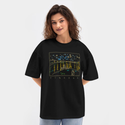Женская футболка Oversize хлопок texturе Звездная ночь Ван Гога минимализм - фото 2