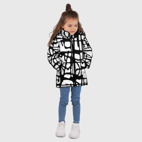Зимняя куртка для девочек 3D Черно-Белый мотив Cantabrigiensia, подходящий для раскрашивания вручную, цвет черный - фото 5