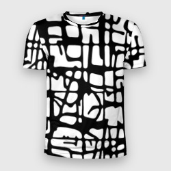 Мужская футболка 3D Slim Черно-Белый мотив Cantabrigiensia, подходящий для раскрашивания вручную