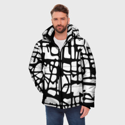Мужская зимняя куртка 3D Черно-Белый мотив Cantabrigiensia, подходящий для раскрашивания вручную - фото 2