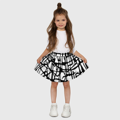 Детская юбка-солнце 3D Черно-Белый мотив Cantabrigiensia, подходящий для раскрашивания вручную, цвет 3D печать - фото 5