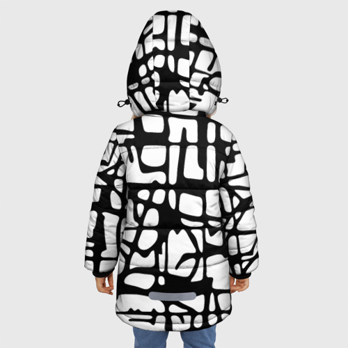 Зимняя куртка для девочек 3D Черно-Белый мотив Cantabrigiensia, подходящий для раскрашивания вручную, цвет черный - фото 4