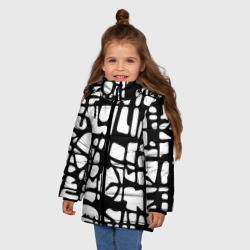 Зимняя куртка для девочек 3D Черно-Белый мотив Cantabrigiensia, подходящий для раскрашивания вручную - фото 2