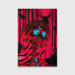 Обложка для паспорта матовая кожа Красный скелет в диком лесу