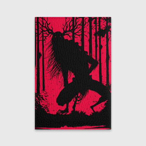Обложка для паспорта матовая кожа Красный скелет в диком лесу, цвет черный - фото 2