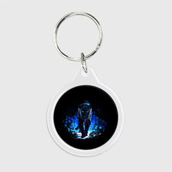 Брелок круглый Черная пантера пятна краски
