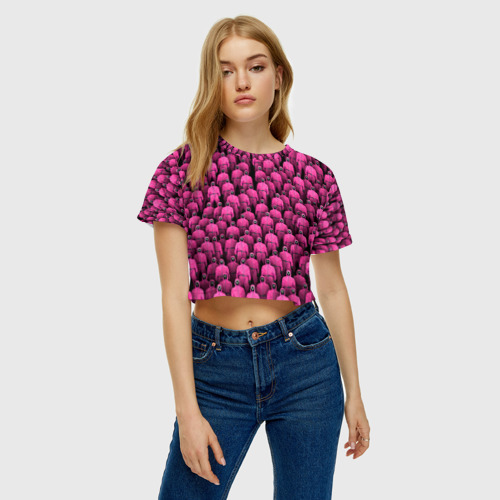 Женская футболка Crop-top 3D Охранники игры в кальмара , цвет 3D печать - фото 3