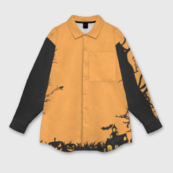 Мужская рубашка oversize 3D Orange Halloween