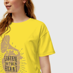Женская футболка хлопок Oversize Сердечная музыка  - фото 2