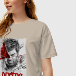 Женская футболка хлопок Oversize Декстер Dexter постер - фото 2