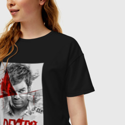 Женская футболка хлопок Oversize Декстер Dexter постер - фото 2