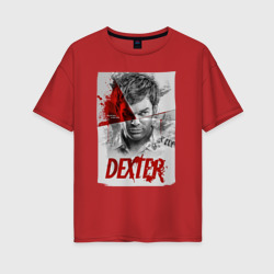 Женская футболка хлопок Oversize Декстер Dexter постер