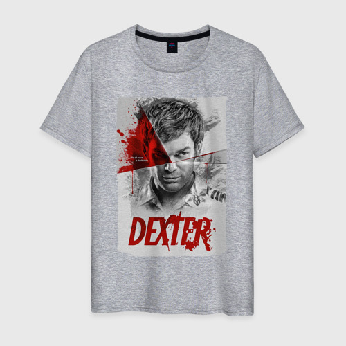 Мужская футболка хлопок Декстер Dexter постер, цвет меланж