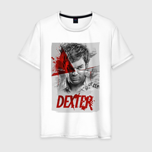 Мужская футболка из хлопка с принтом Декстер Dexter постер, вид спереди №1