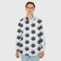 Мужская рубашка oversize 3D Текстура футбольного мяча - фото 2
