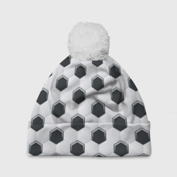 Шапка 3D c помпоном Текстура футбольного мяча