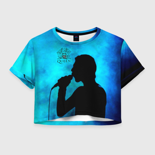 Женская футболка Crop-top 3D Силуэт Фредди Меркьюри группа Queen, цвет 3D печать