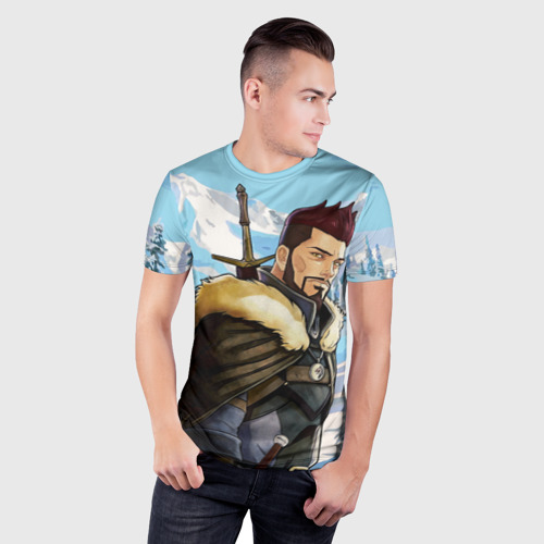 Мужская футболка 3D Slim с принтом Весемир, Ведьмак, фото на моделе #1