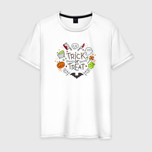 Мужская футболка хлопок Trick or Treat Boo!, цвет белый