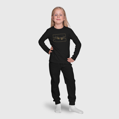 Детская пижама с лонгсливом хлопок Сотворение Адама минимализм, цвет черный - фото 7