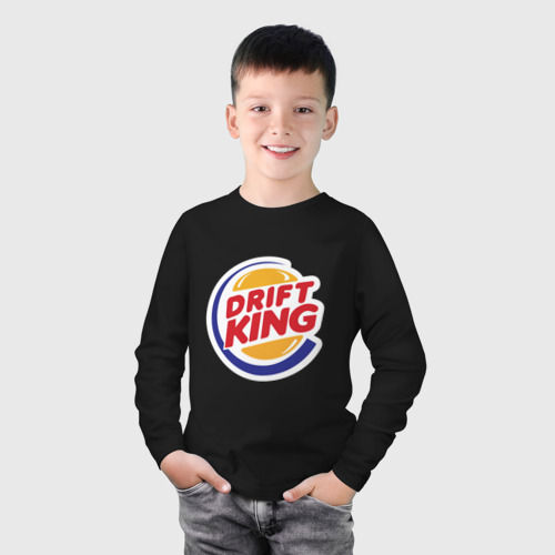 Детский лонгслив хлопок с принтом Drift король, фото на моделе #1