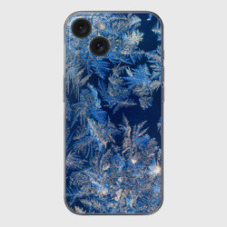 Чехол для iPhone 15 силиконовый с защитой камеры Снежинки макро snowflakes macro