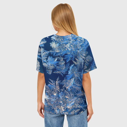 Женская футболка oversize 3D Снежинки макро snowflakes macro, цвет 3D печать - фото 4