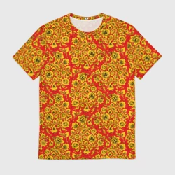 Мужская футболка 3D Хохломские узоры-паттерны