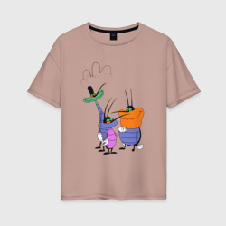 Женская футболка хлопок Oversize Огги и Кукарача Таракашки