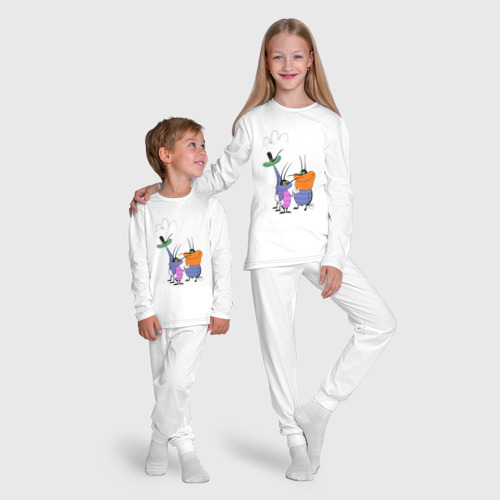 Детская пижама с лонгсливом хлопок Огги и Кукарача Таракашки, цвет белый - фото 9