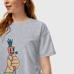 Женская футболка хлопок Oversize Души морковь - фото 2