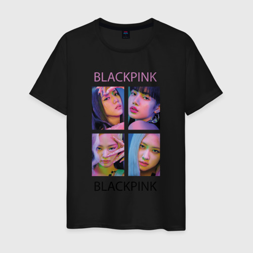 Мужская футболка хлопок Blackpink черно-розовые, цвет черный