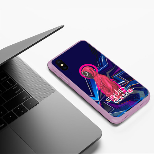 Чехол для iPhone XS Max матовый Игра в кальмара   абстракция , цвет сиреневый - фото 5