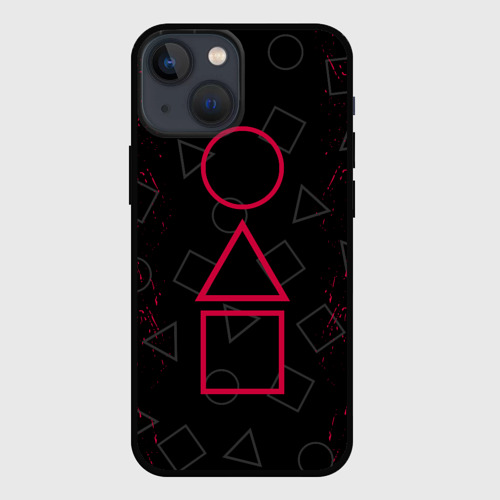 Чехол для iPhone 13 mini Игра в кальмара узор фигуры игры стражи брызги красок