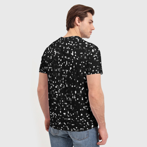 Мужская футболка 3D с принтом ЧБ мозаика, вид сзади #2