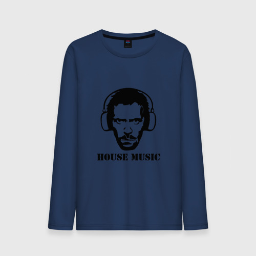 Мужской лонгслив хлопок Dr. House music, цвет темно-синий